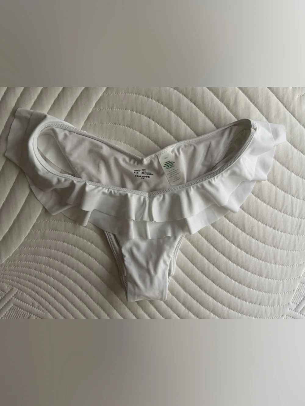 aerie White Ruffle Bikini Bottoms